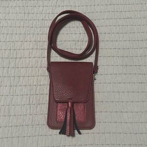 Metallic Red Crossbody Purse / Cell Phone Bag